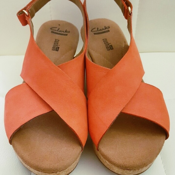 clarks sandals womens orange